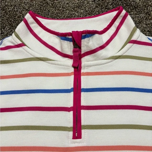 WoolOvers Women's Striped Long Sleeve 1/4 zip size XXL 100% ORGANIC Cotton - Picture 3 of 7